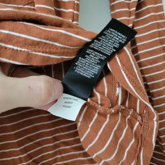 Kenneth Cole New York Orange White Striped Hoodie Top L - Picture 5 of 10